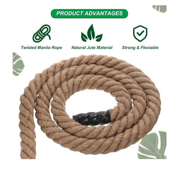 Natural Hemp Rope - 2 Inch × 50 Feet Thick Rope for Crafts, Hammock - Picture 3 of 3